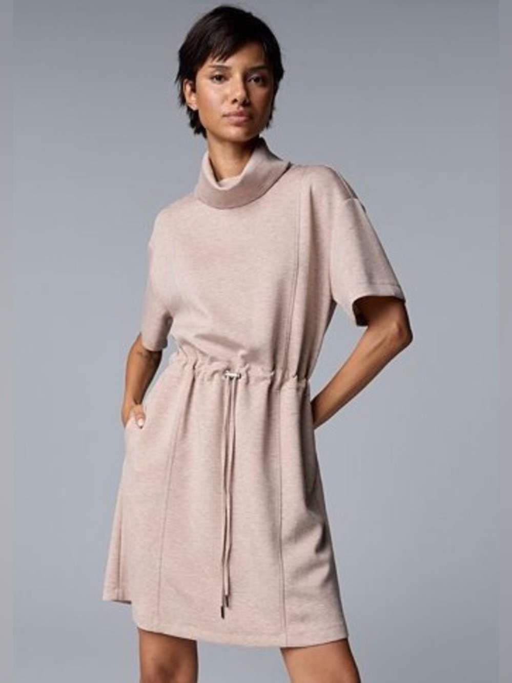 Simply Vera Wang Turtleneck Drawcord Short Dress